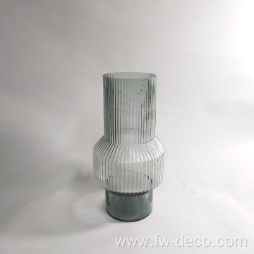 Hurricane Big Ribbed Glass Vase With smoky grey